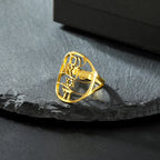 Symbolischer jüdischer Ring mit hebräischer Gravur Stern von David und Haï Chai in Gold