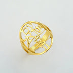 Symbolischer jüdischer Ring mit hebräischer Gravur Stern von David und Haï Chai in Gold