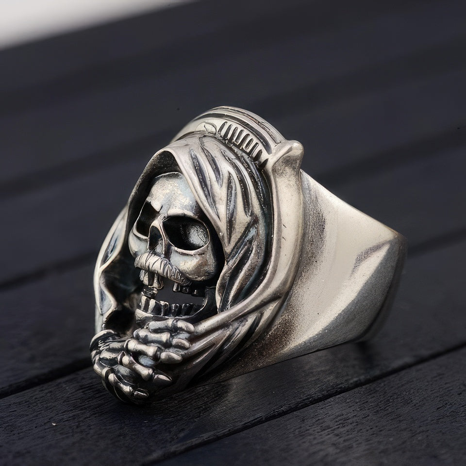 Silber Totenkopfring 