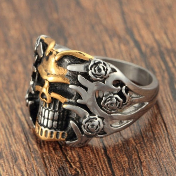 Silber- und Gold-Totenkopf-Ring