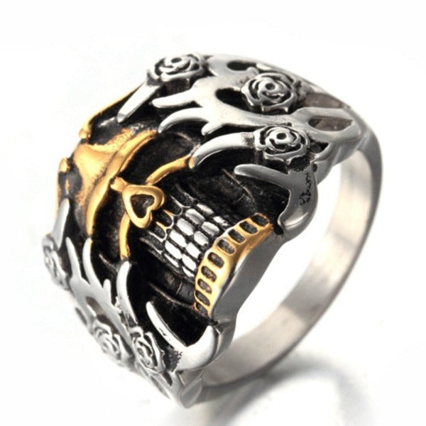 Silber- und Gold-Totenkopf-Ring