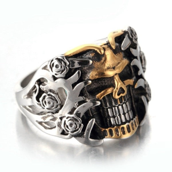 Silber- und Gold-Totenkopf-Ring