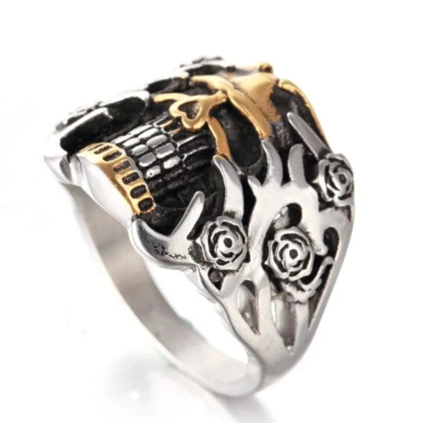 Silber- und Gold-Totenkopf-Ring