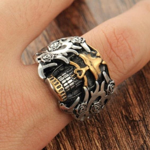 Silber- & Gold-Totenkopf-Ring