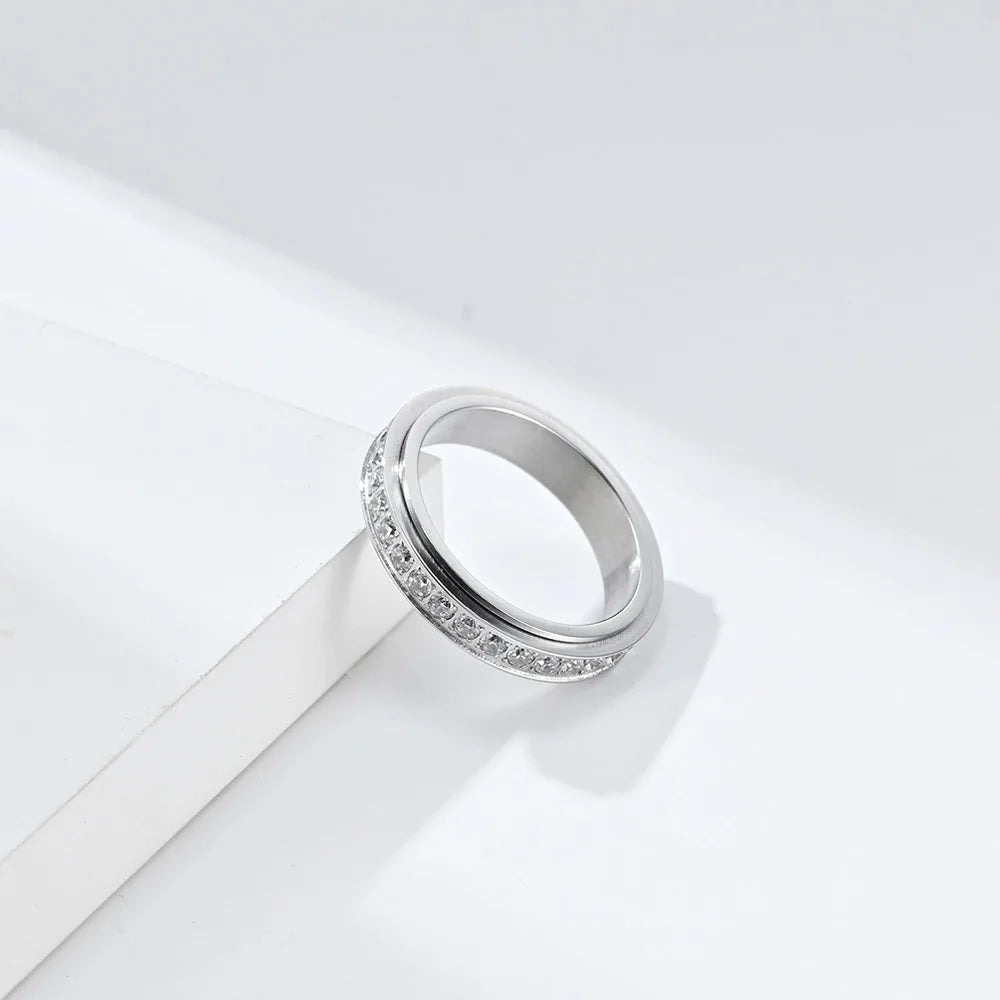 Drehbarer Anti-Stress-Ring mit Zirkonia 