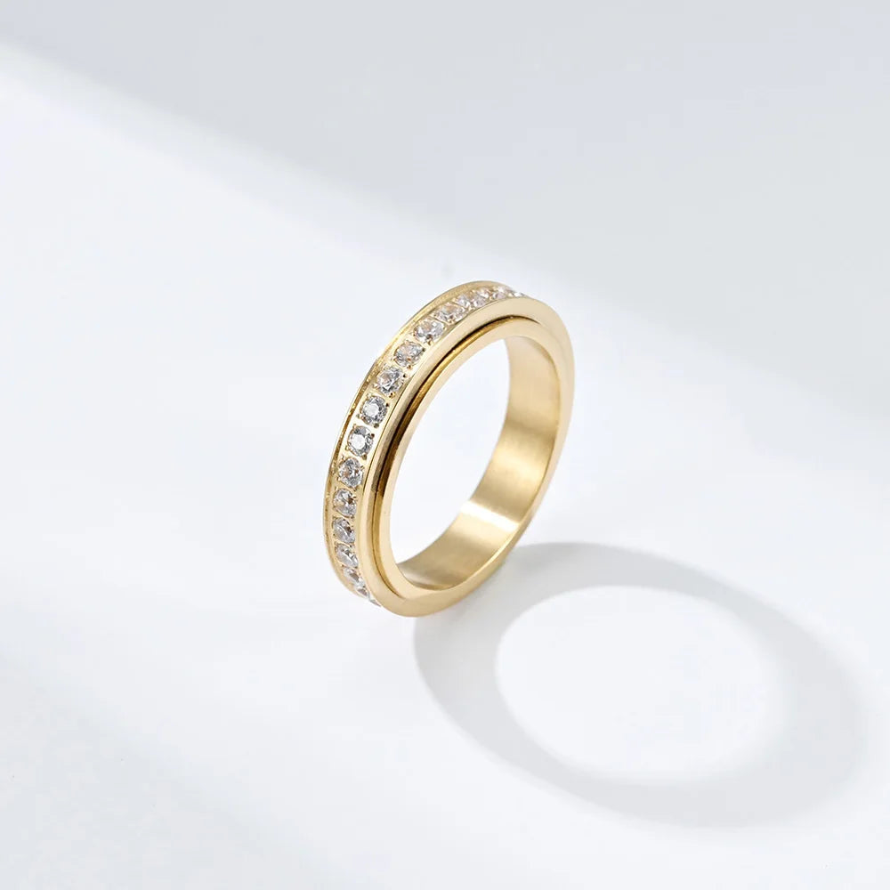 Drehbarer Anti-Stress-Ring mit Zirkonia 