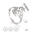 Durchbrochener Kleeblatt-Ring mit vier Herzen
