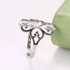 Durchbrochener Kleeblatt-Ring mit vier Herzen aus Silber