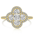 Leuchtender Kleeblatt-Ring aus Kristallen Gold