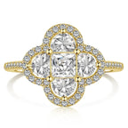 Leuchtender Kleeblatt-Ring aus Kristallen Gold