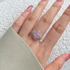 Leuchtender Kleeblatt-Ring aus Kristallen in Silber und Rosa
