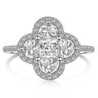 Leuchtender Kleeblatt-Ring aus Kristallen Silber