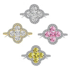 Leuchtender Kleeblatt-Ring aus Kristallen Gold