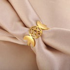 Feiner Dreifachmond-Ring Hexerei Frau Wicca Gold A