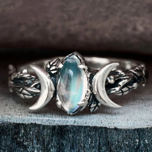 Dreifach-Mond-Ring Hexerei Frau Wicca Stein