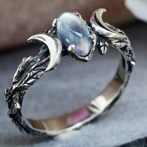Dreifach-Mond-Ring Hexerei Frau Wicca Stein