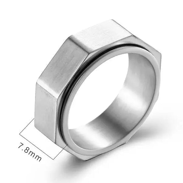 Bague unisexe anti-stress rotative hexagonale