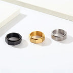 Bague unisexe anti-stress rotative hexagonale