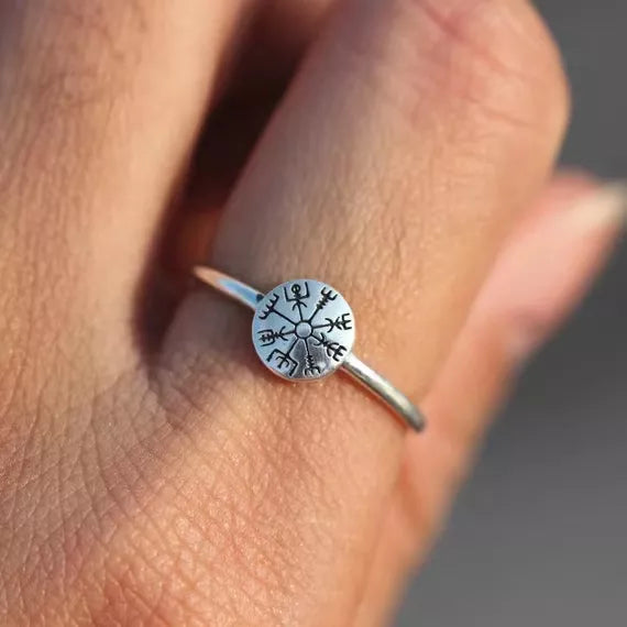 Wikinger-Ring Vegvisir Silber