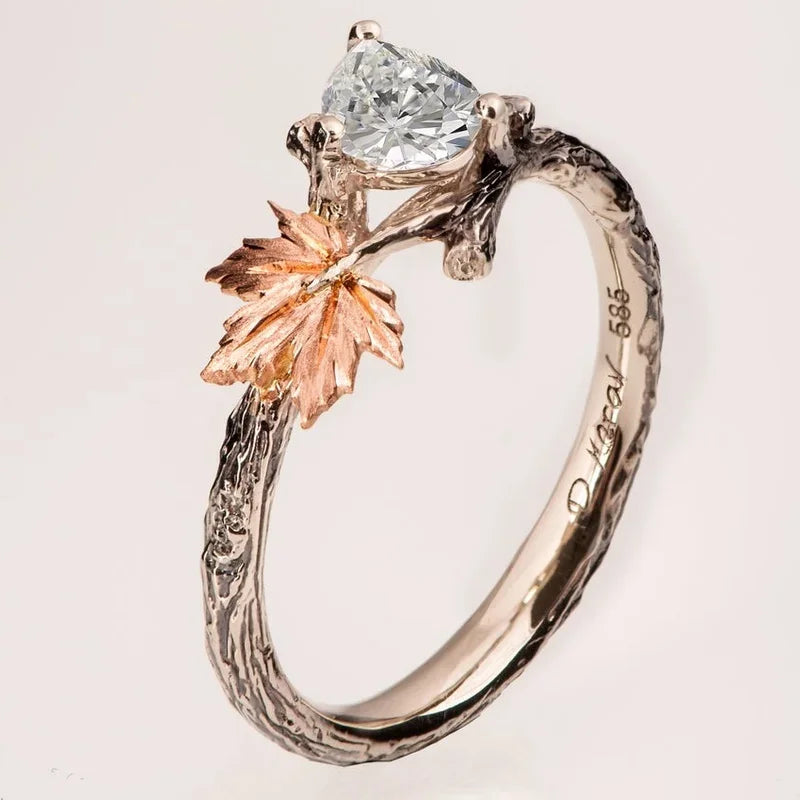 Vintage-Ring mit Herbstblatt