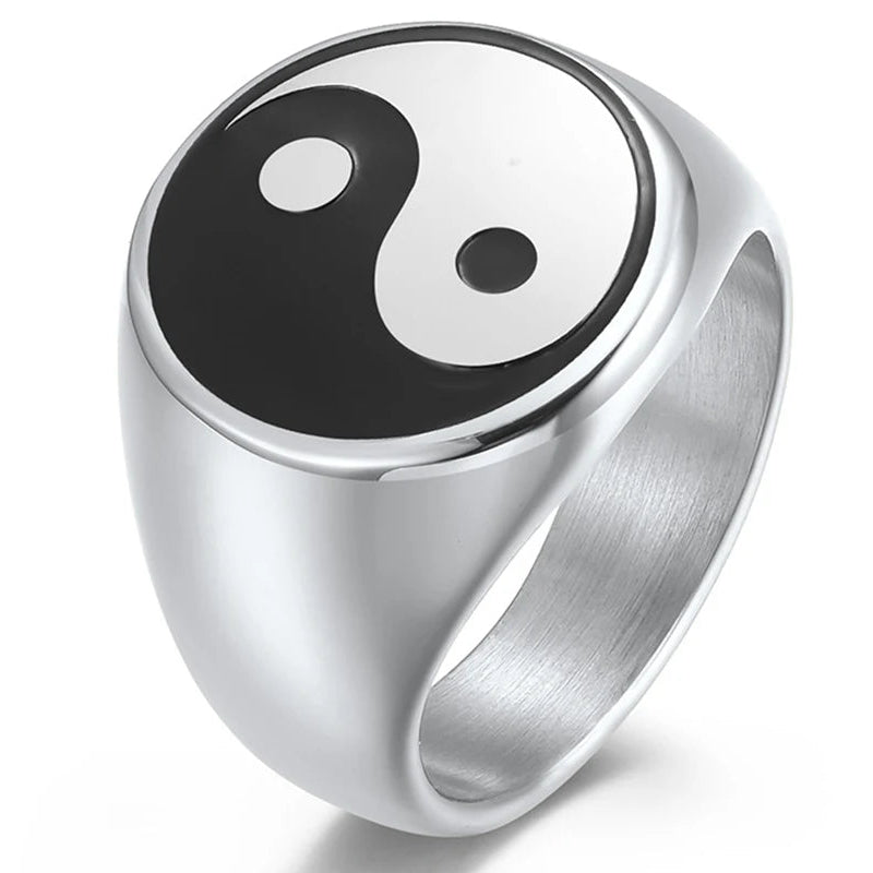 Yin Yang Ring für Herren Silber