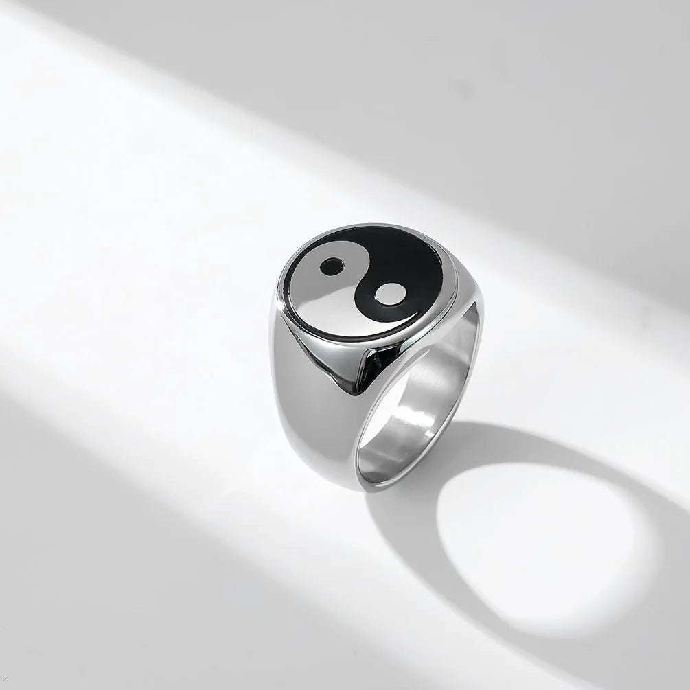 Yin Yang Ring für Herren Silber