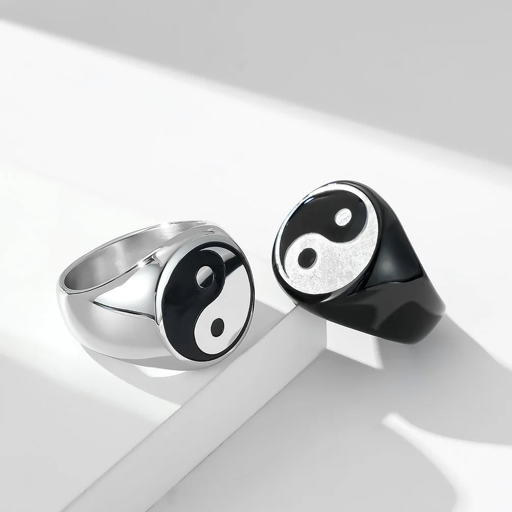 Yin Yang Ring für Herren Silber