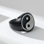 Yin Yang Ring für Herren Schwarz