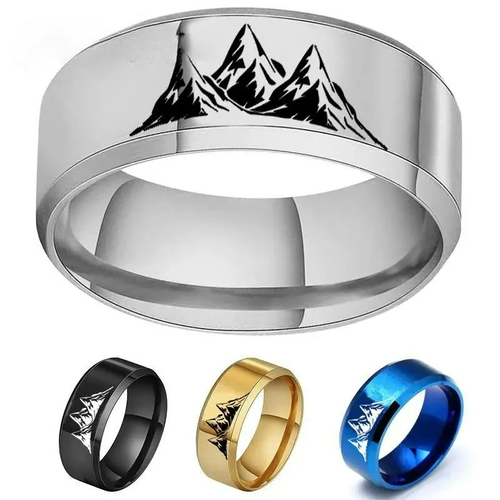 Bunte Ringe mit silbernen Bergen