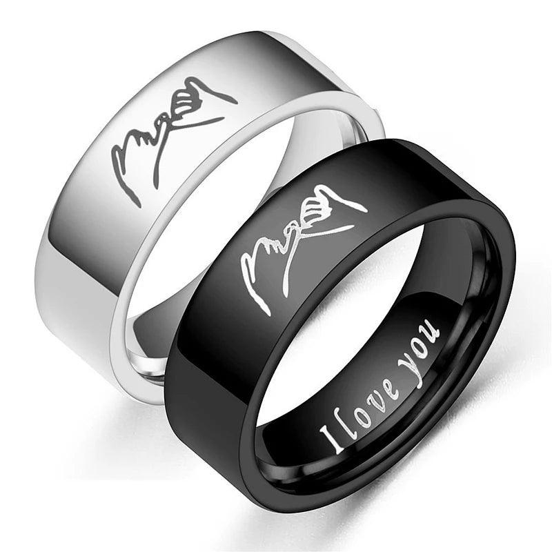 Ringe für Paare Love Ring Silber oder Schwarz Silber
