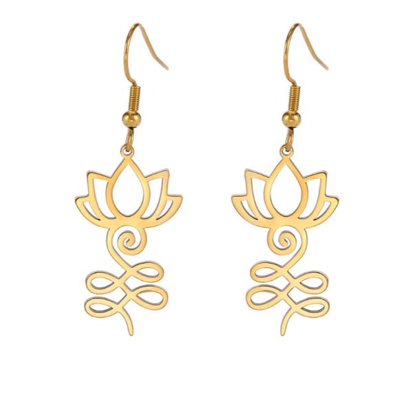 Buddhistische Lotusblumen-Ohrringe in Gold