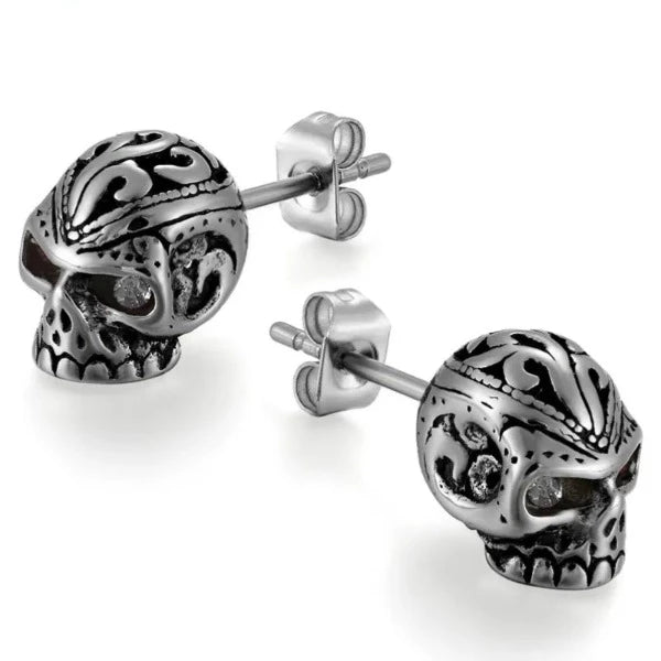 Silberner Totenkopf-Ohrstecker