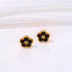 Ohrstecker mit schwarzem 5-Blatt-Klee