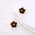 Ohrstecker mit schwarzem 5-Blatt-Klee