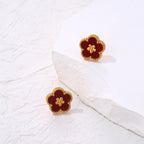 Ohrstecker mit rotem 5-Blatt-Klee