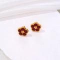 Ohrstecker mit rotem 5-Blatt-Klee