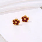 Ohrstecker mit rotem 5-Blatt-Klee