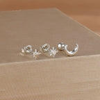 Ohrstecker Mondschein und Sterne Silber