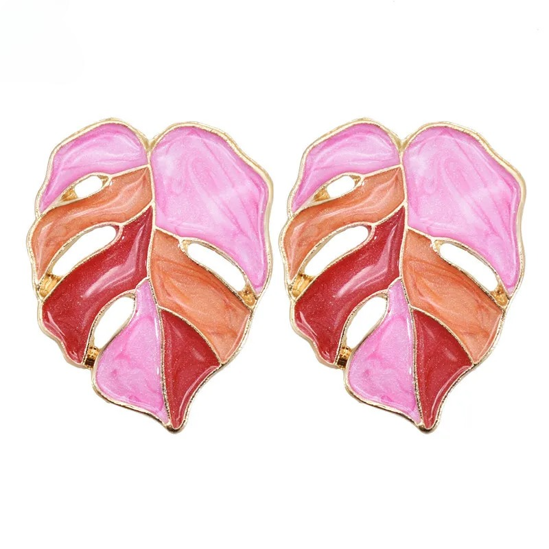 Ohrstecker Palmeblatt rosa