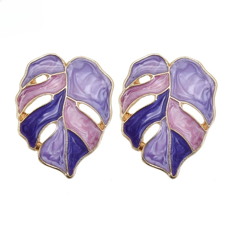 Ohrstecker Palmeblatt violett