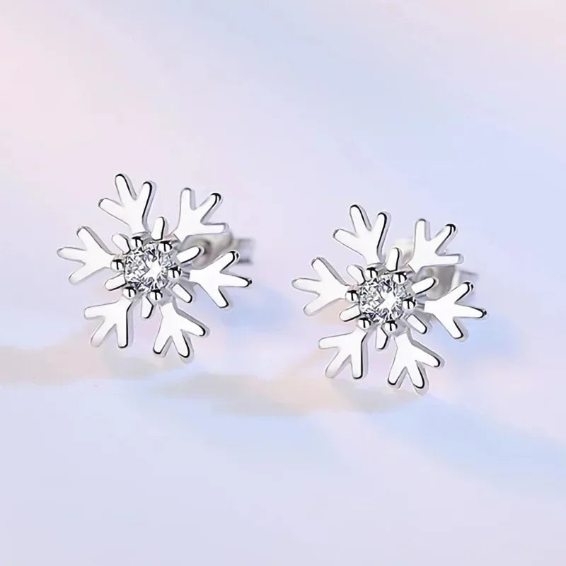 Ohrstecker Schneeflocke mit Zirkon