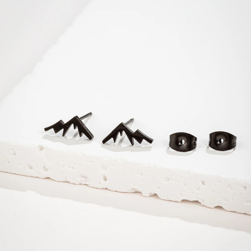 Ohrstecker Berg für Damen oder Herren Schwarz