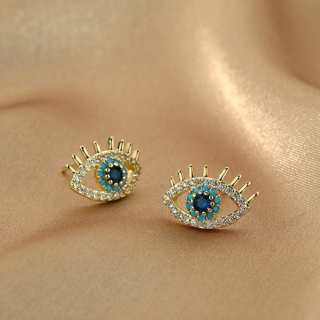 Ohrstecker mit blauem Auge und Strass