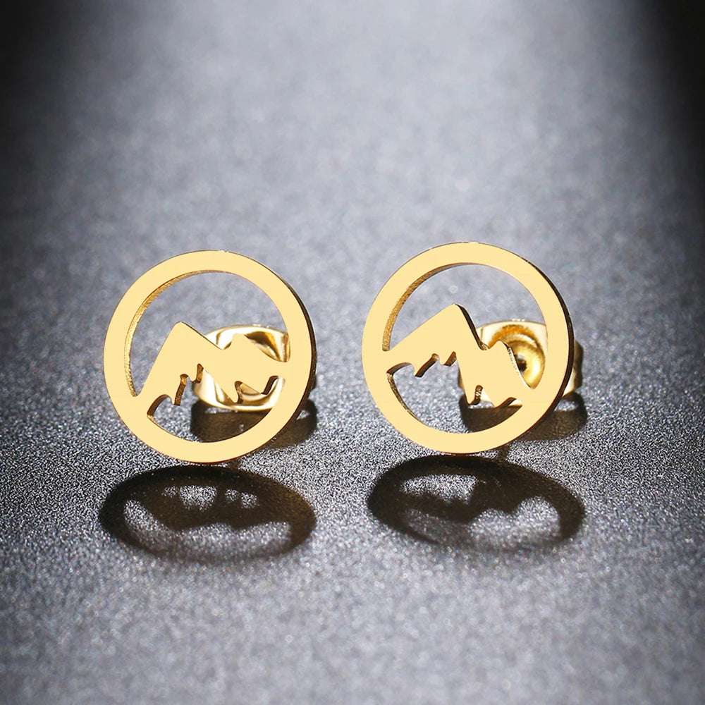 Runde Bergstecker-Ohrringe für Damen oder Herren in Gold