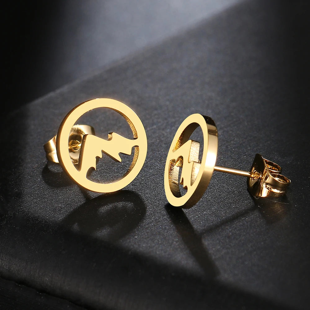 Runde Bergstecker-Ohrringe für Damen oder Herren in Gold