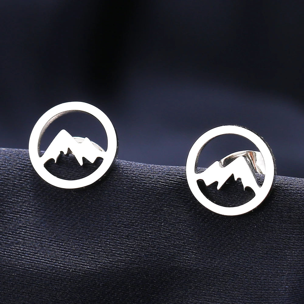Runde Bergstecker-Ohrringe für Damen oder Herren in Silber