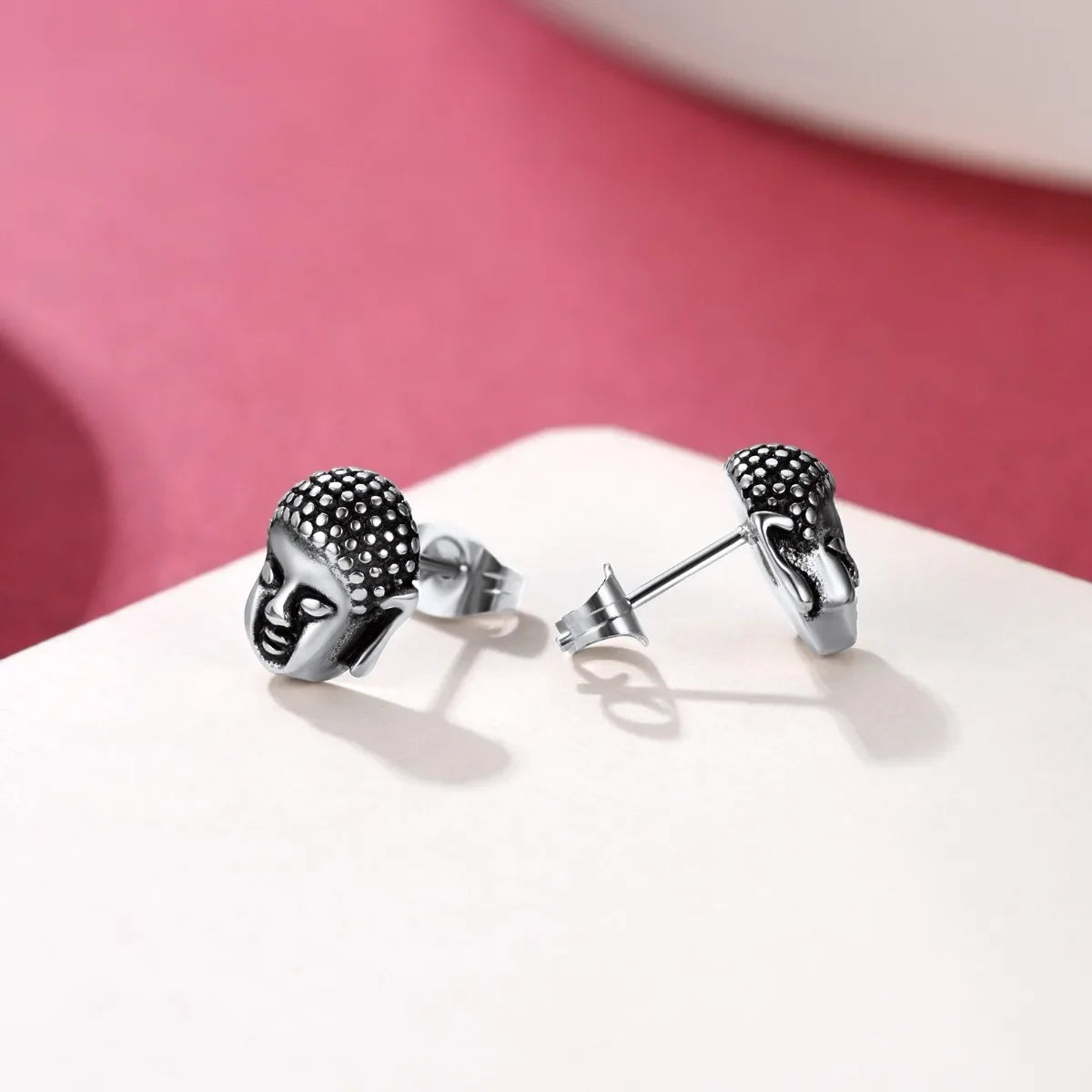 Ohrstecker Buddha-Kopf silber
