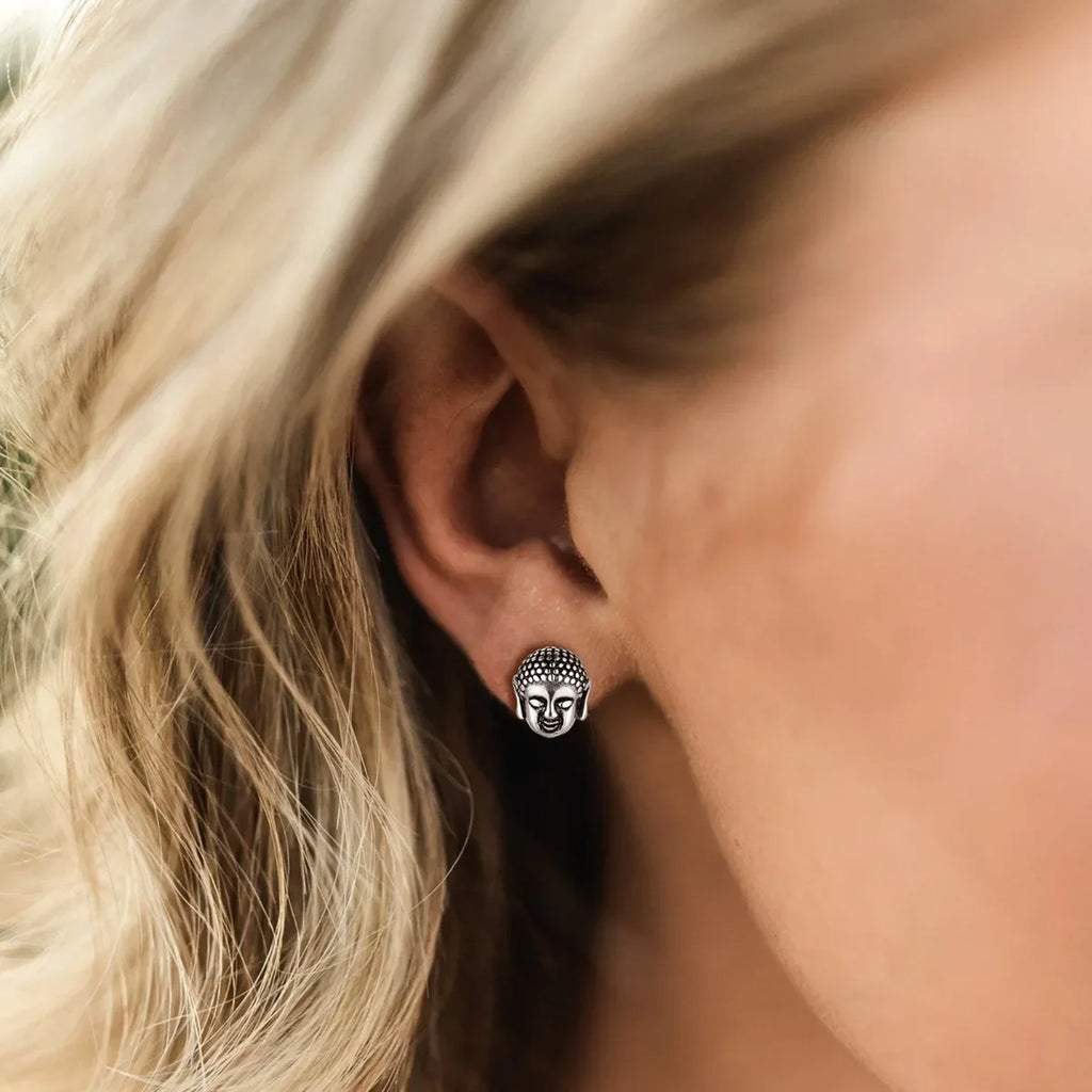Ohrstecker Buddha-Kopf silber