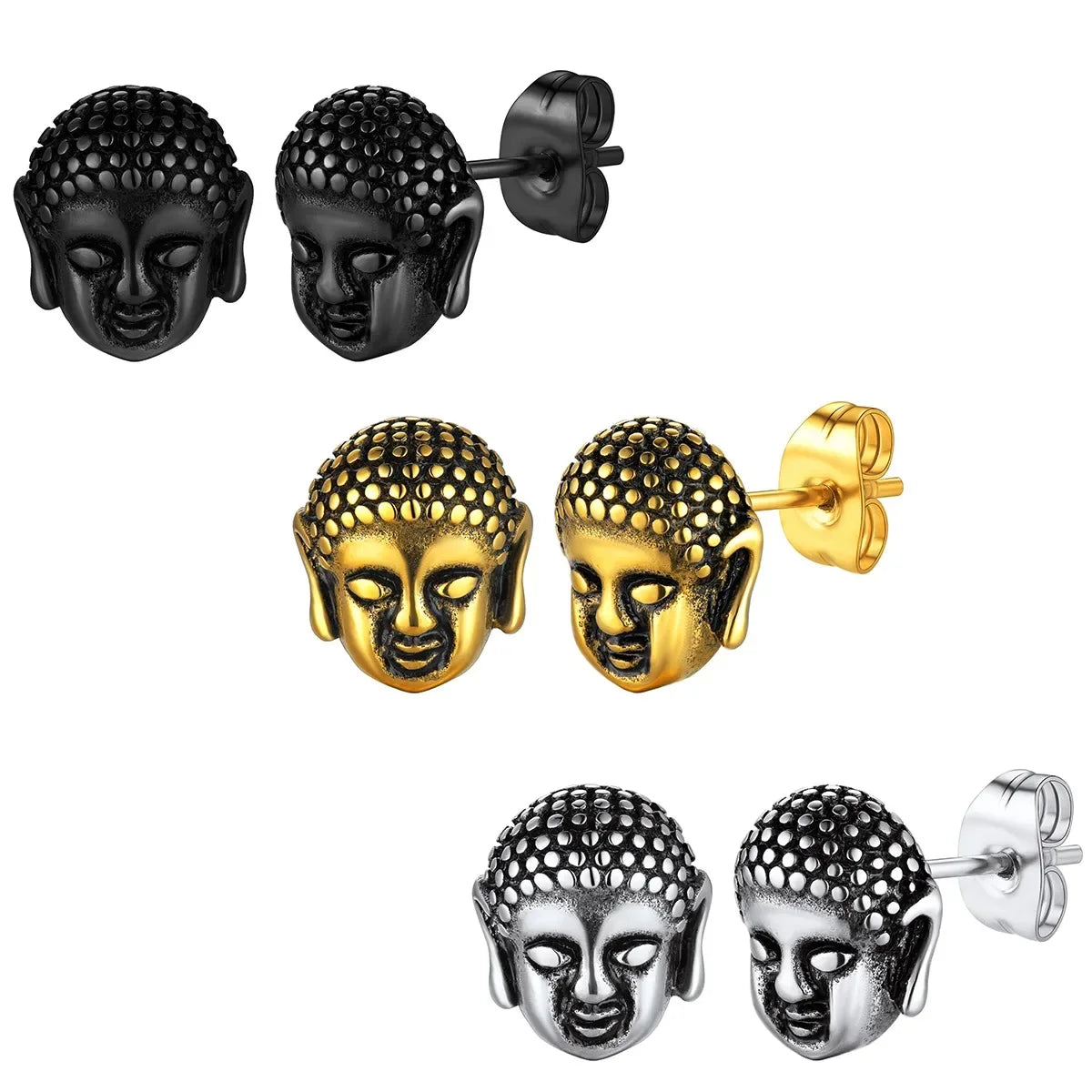 Ohrstecker Buddha-Kopf gold