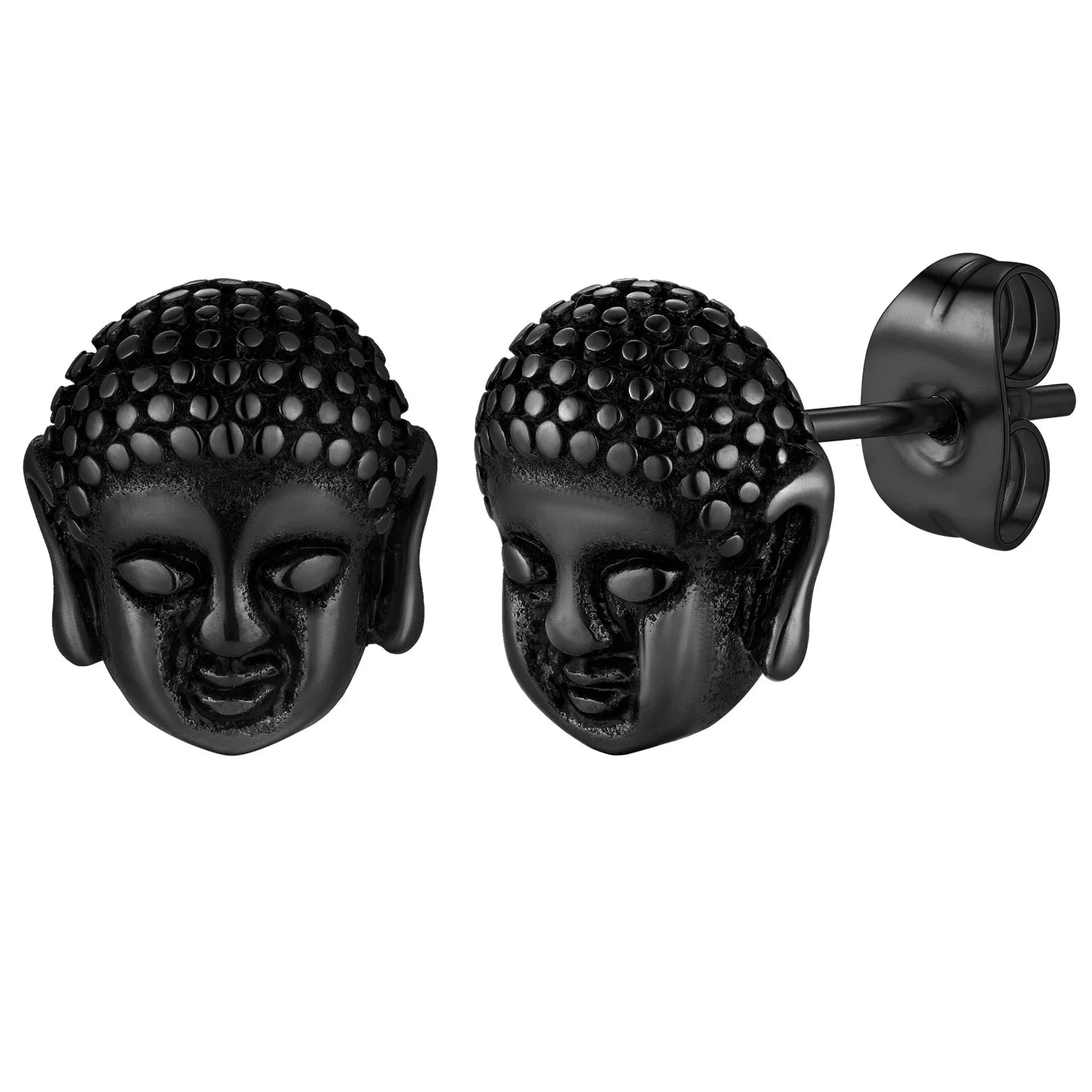 Ohrstecker Buddha-Kopf schwarz